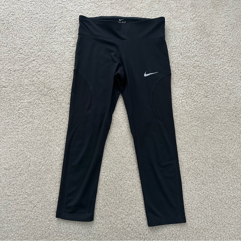 Nike Black Dri-Fit Mesh Cropped Leggings